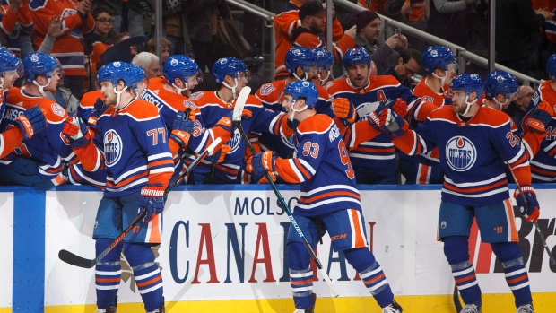 Edmonton Oilers celebrate, The Canadian Press Edmonton Oilers celebrate