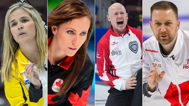 Jennifer Jones, Rachel Homan, Kevin Koe, Brad Gushue, The Canadian Press Jennifer Jones, Rachel Homan, Kevin Koe, Brad Gushue