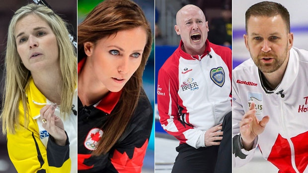 Jennifer Jones, Rachel Homan, Kevin Koe, Brad Gushue