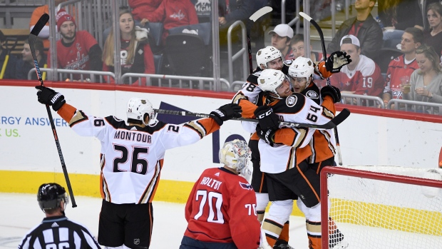 Anaheim Ducks celebrate , The Canadian Press Anaheim Ducks celebrate