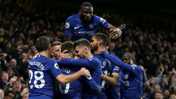 Chelsea Celebrates David Luiz