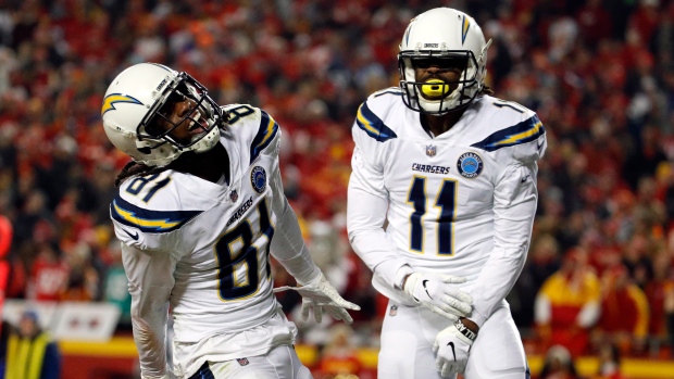 Los Angeles Chargers celebrate , The Canadian Press Los Angeles Chargers celebrate