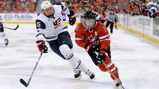 USA vs Canada women's hockey action, The Canadian Press USA vs Canada women's hockey action
