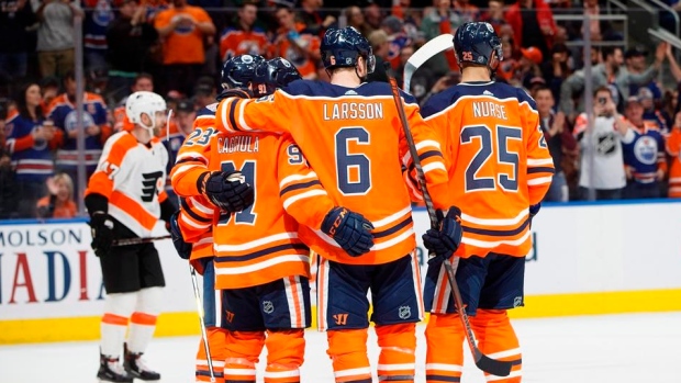Edmonton Oilers celebrate, The Canadian Press Edmonton Oilers celebrate