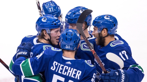 Brock Boeser Ben Hutton Elias Pettersson Josh Leivo Troy Stecher, The Canadian Press Brock Boeser Ben Hutton Elias Pettersson Josh Leivo Troy Stecher