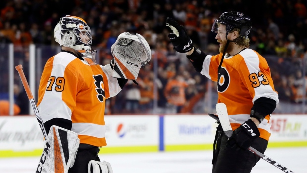 Carter Hart and Jakub Voracek