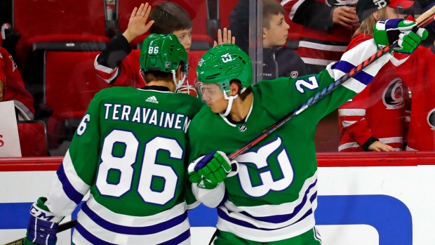 Another reaction to the Carolina Hurricanes wearing the Hartford Whalers  jerseys