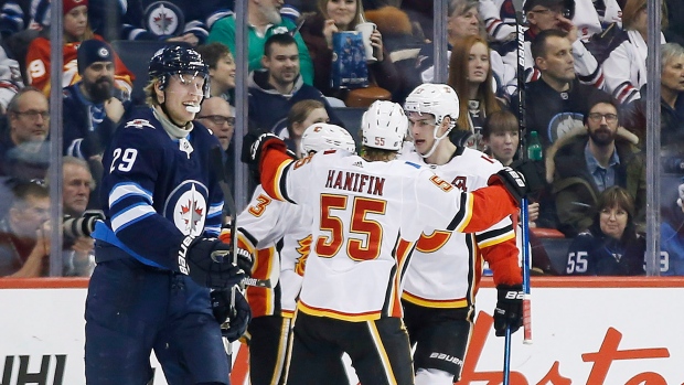 Calgary Flames celebrate, The Canadian Press Calgary Flames celebrate