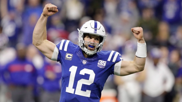 Andrew Luck celebrates a touchdown
