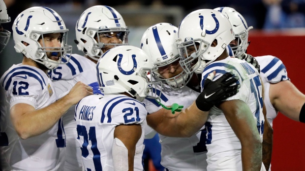 Indianapolis Colts celebrate, The Canadian Press Indianapolis Colts celebrate