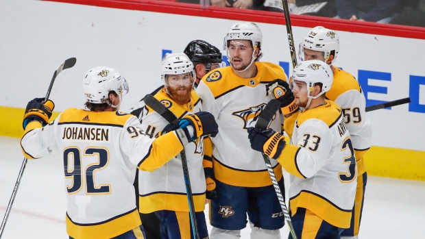 Nashville Predators celebrate, The Canadian Press Nashville Predators celebrate