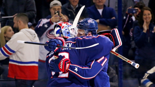 Nick Foligno and Sergei Bobrovsky