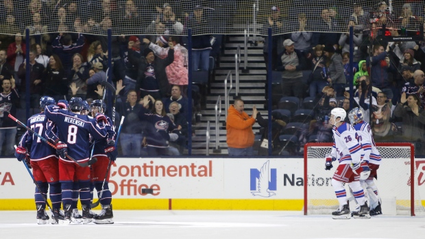 Columbus Blue Jackets celebrate, The Canadian Press Columbus Blue Jackets celebrate