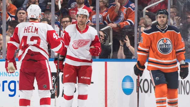 Darren Helm Luke Glendening Kris Russell, Andy Devlin/NHLI via Getty Images Darren Helm Luke Glendening Kris Russell