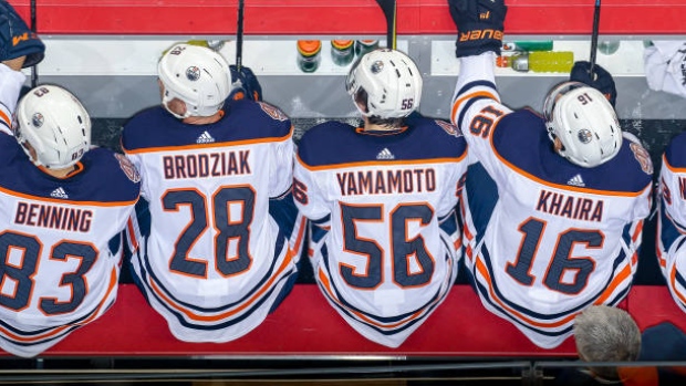 Oilers bench, Getty Images Oilers bench