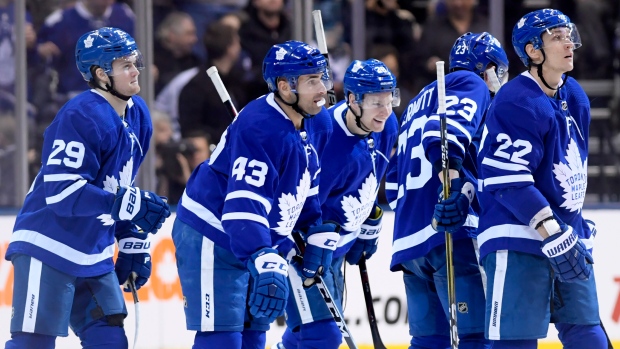 Toronto Maple Leafs celebrate, The Canadian Press Toronto Maple Leafs celebrate