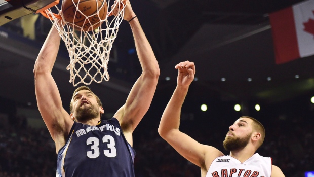 Marc Gasol, Jonas Valanciunas , The Canadian Press Marc Gasol, Jonas Valanciunas