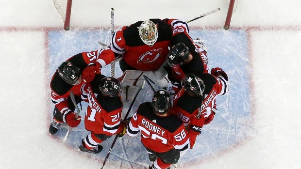 New Jersey Devils celebrate, The Canadian Press New Jersey Devils celebrate