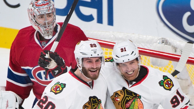 Blackhawks celebrate, The Canadian Press Blackhawks celebrate