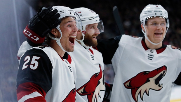 Arizona Coyotes celebrate, The Canadian Press Arizona Coyotes celebrate