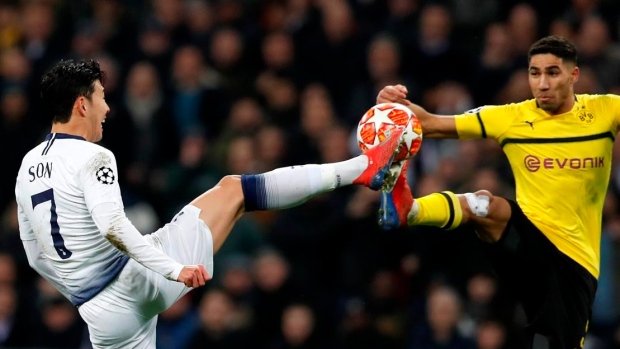 Tottenham beats Dortmund 3-0 in Champions League 1st leg , The Canadian Press Tottenham beats Dortmund 3-0 in Champions League 1st leg