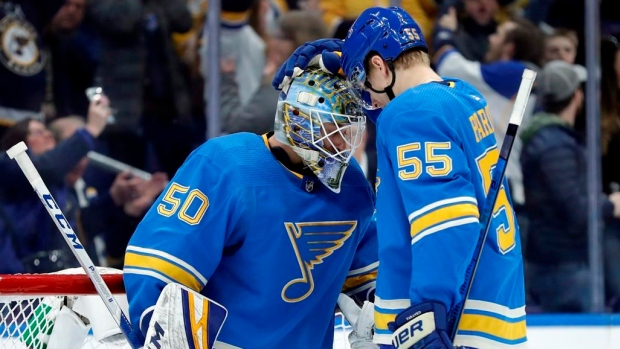 Jordan Binnington and Colton Parayko