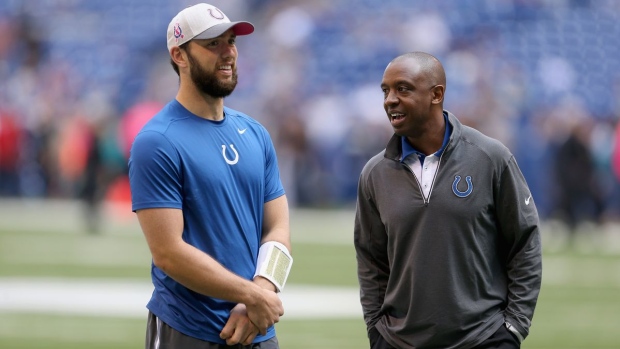 Pep Hamilton and Andrew Luck 