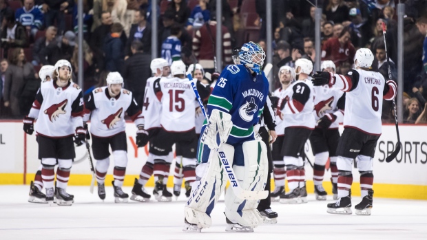 Arizona Coyotes celebrate, The Canadian Press Arizona Coyotes celebrate