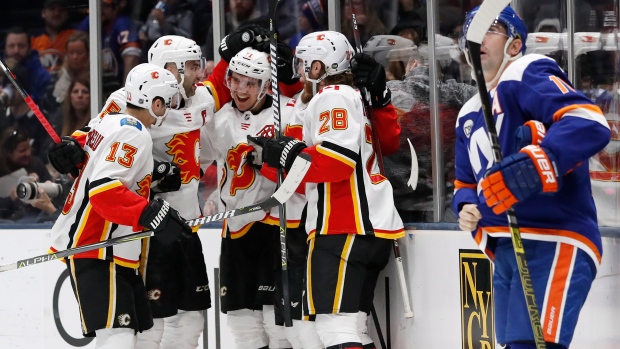 Calgary Flames celebrate, The Canadian Press Calgary Flames celebrate