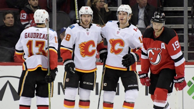 Calgary Flames celebrate, The Canadian Press Calgary Flames celebrate