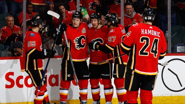 Calgary Flames celebrate , Getty Images Calgary Flames celebrate