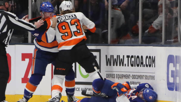 Voracek after hitting Boychuck, Getty Images Voracek after hitting Boychuck
