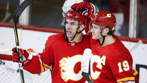 Calgary Flames celebrate, The Canadian Press Calgary Flames celebrate