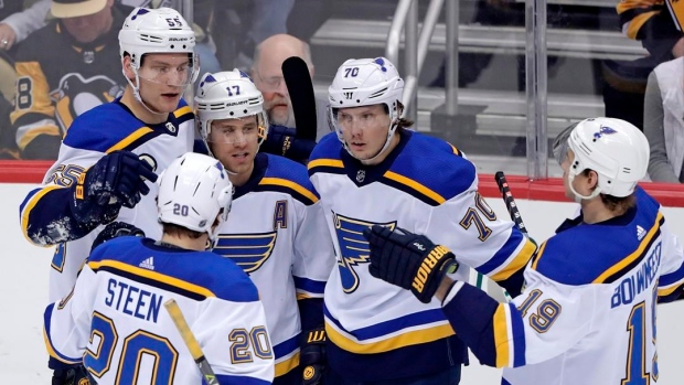 St. Louis Blues celebrate , The Canadian Press St. Louis Blues celebrate