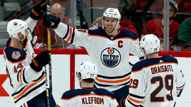 Edmonton Oilers celebrate, The Canadian Press Edmonton Oilers celebrate