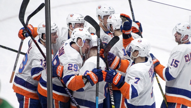 New York Islanders celebrate, The Canadian Press New York Islanders celebrate