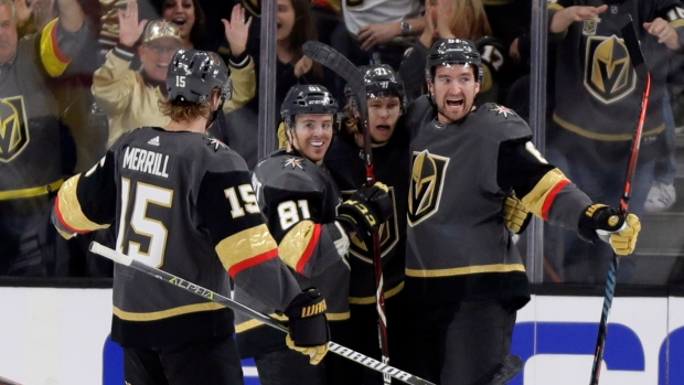 Vegas Golden Knights celebrate, The Canadian Press Vegas Golden Knights celebrate