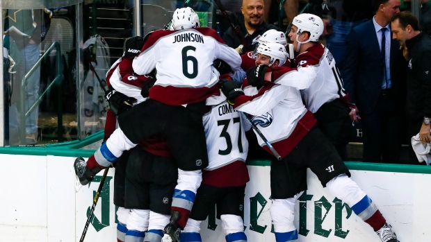Colorado Avalanche celebrate , The Canadian Press Colorado Avalanche celebrate