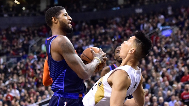 Paul George and Jeremy Lin Paul George and Jeremy Lin