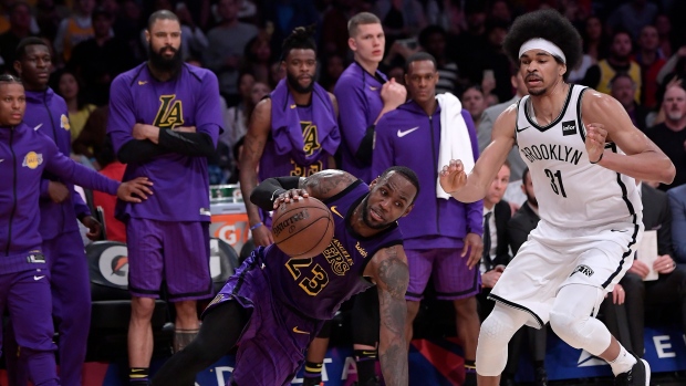 LeBron James and Jarrett Allen 