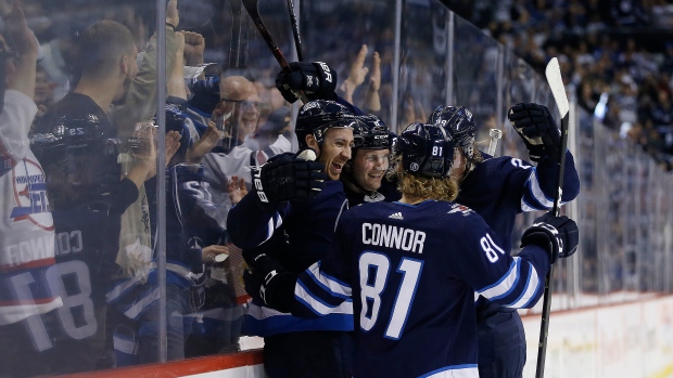 Kyle Connor and Jets Celebrate, The Canadian Press Kyle Connor and Jets Celebrate
