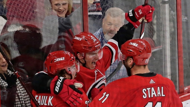 Andrei Svechnikov and Hurricanes Celebrate, The Canadian Press Andrei Svechnikov and Hurricanes Celebrate