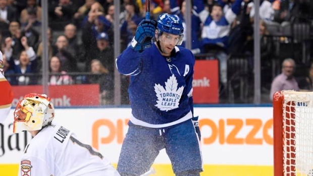 John Tavares scored four goals to lead the Leafs over Florida on Monday.