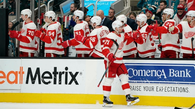 Dylan Larkin and Red Wings Celebrate, The Canadian Press Dylan Larkin and Red Wings Celebrate