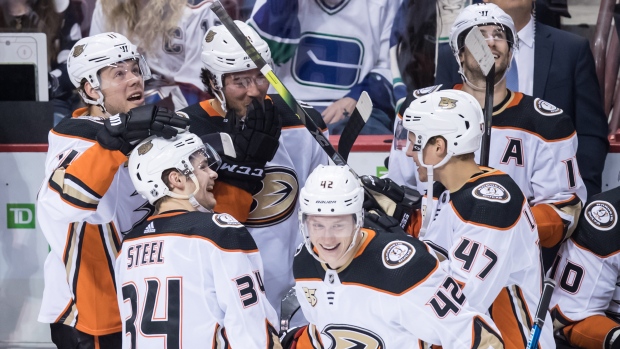 Sam Steele and Ducks Celebrate