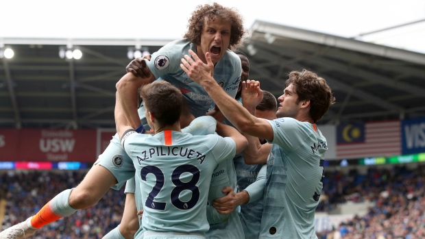 David Luiz, Chelsea celebrate