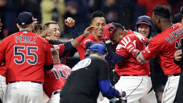 Cleveland Indians celebrate , The Canadian Press Cleveland Indians celebrate