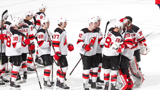 New Jersey Devils celebrate , The Canadian Press New Jersey Devils celebrate