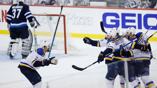 St. Louis Blues celebrate, The Canadian Press St. Louis Blues celebrate