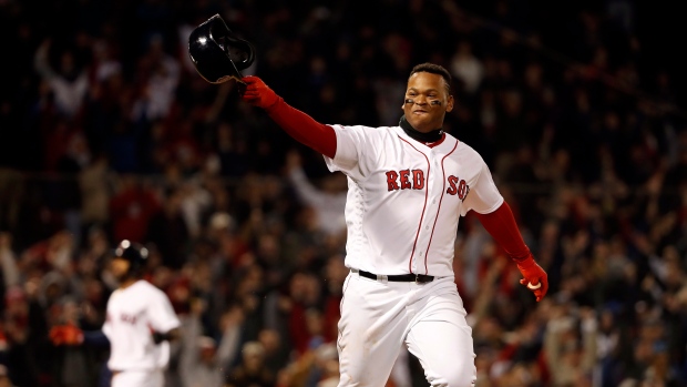 Rafael Devers celebrates , The Canadian Press Rafael Devers celebrates
